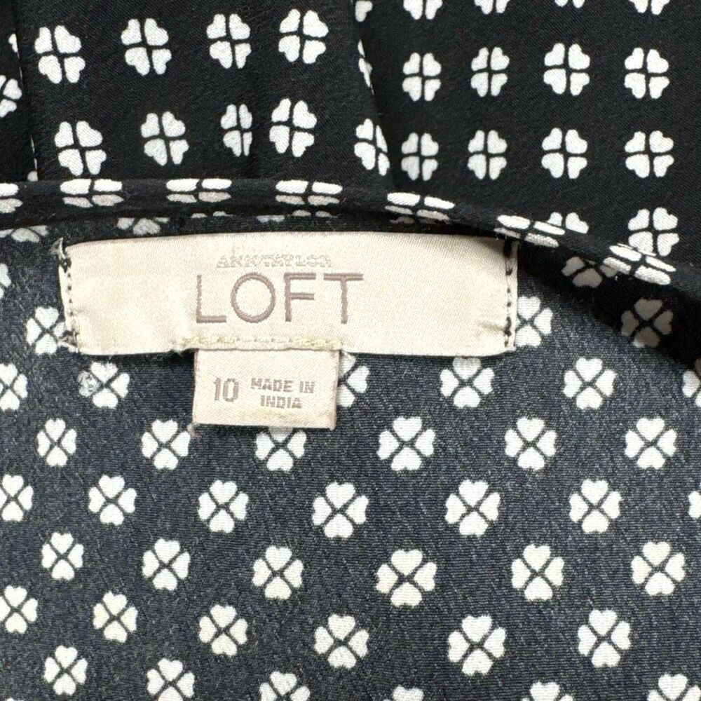 Loft Women’s Black & White Long Sleeve Button Front Romper Sz 10 NEW - Picture 6 of 7